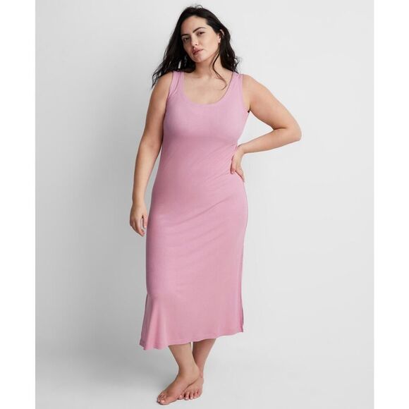 State of Day Ribbed Full Length Night Gown Size Small Mauve Orchid - Picture 7 of 8